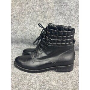 Napoleoni Vittello Matteo Dress Boot Womens EU 38 Black Leather Lace-Up Side-Zip